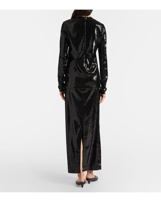 Totême Black Sequined Maxi Skirt