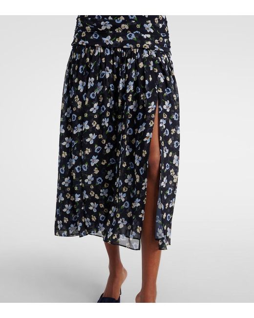 Veronica Beard Blue Brock Halterneck Silk Midi Dress