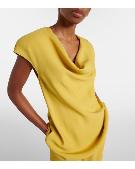 Valentino Yellow Cady Couture Draped Top