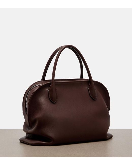 The Row Brown Agnes 12 Leather Top-Handle Bag