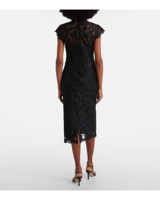 Staud Black Rosaline Guipure Lace Cocktail Dress