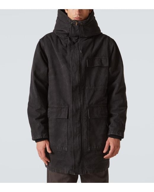 Prada Black Shearling-Trimmed Cotton Parka for men