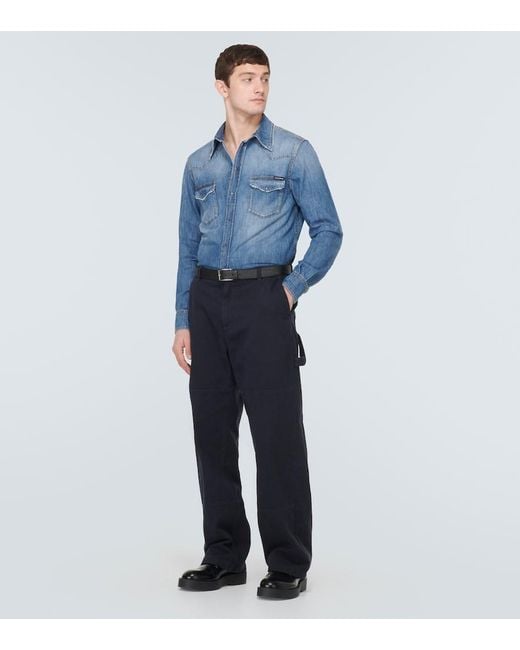 Dolce & Gabbana Blue Denim Shirt for men