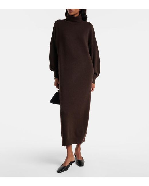 Jardin Des Orangers Brown Turtleneck Wool And Cashmere Sweater Dress