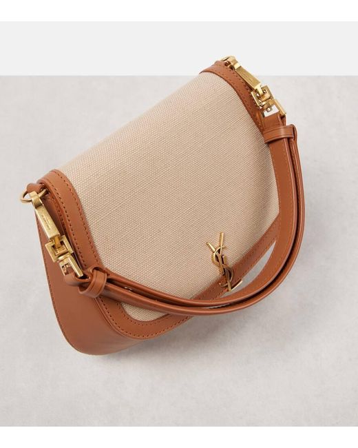 Saint Laurent Brown Schultertasche Voltaire Aus Leder Und Canvas