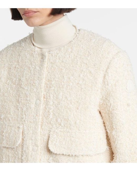 Moncler Natural Dauphin Tweed Down Jacket