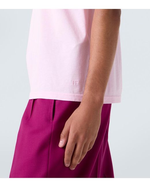 Tom Ford Pink Cotton And Silk Jersey T-Shirt for men