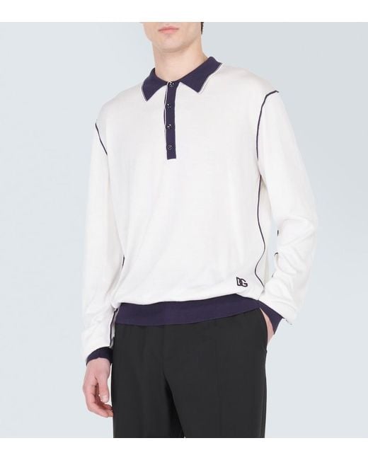 Dolce & Gabbana Blue Silk Polo Sweater for men
