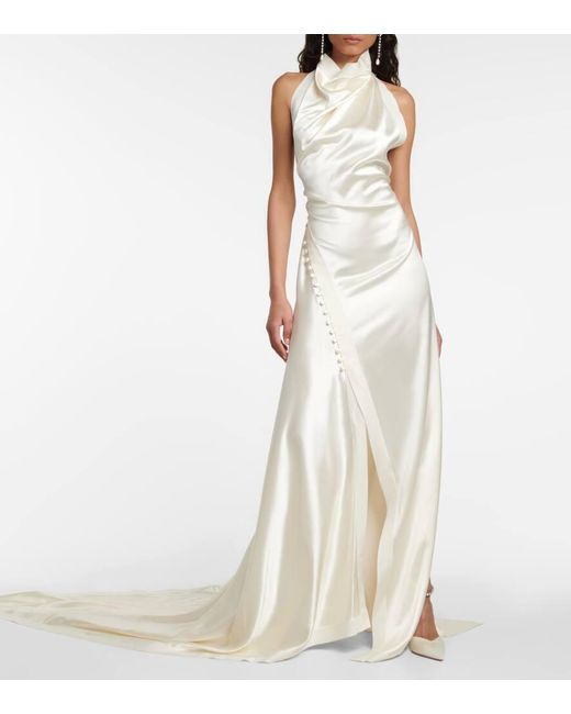 Danielle Frankel White Bridal Sasha Silk Gown