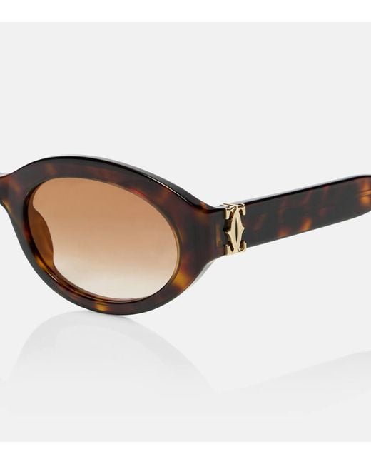 Occhiali Da Sole Ovali Signature C di Cartier in Brown