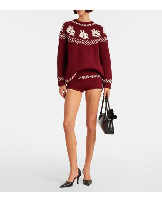 Magda Butrym Red Fair Isle Wool Sweater