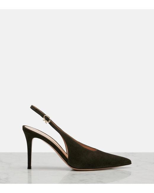 Gianvito Rossi Green Robbie Suede Slingback Pumps