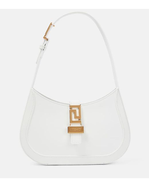 Versace White Greca Goddess Small Leather Shoulder Bag