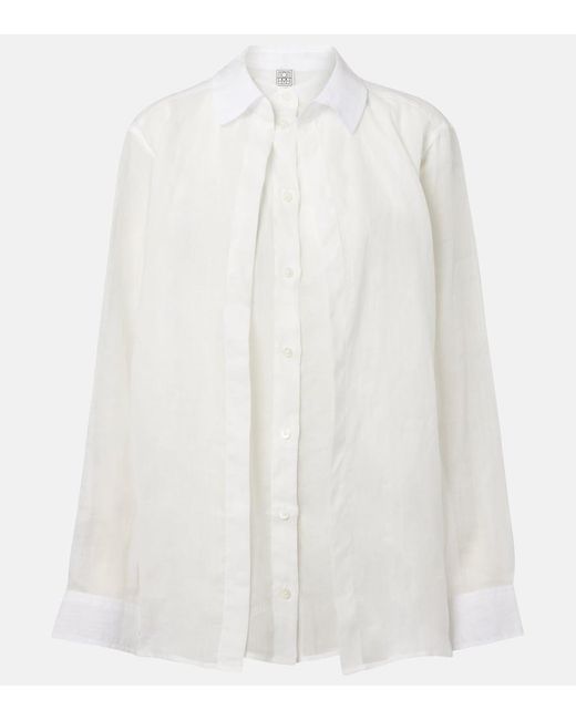 Totême White Layered Ramie Voile Shirt