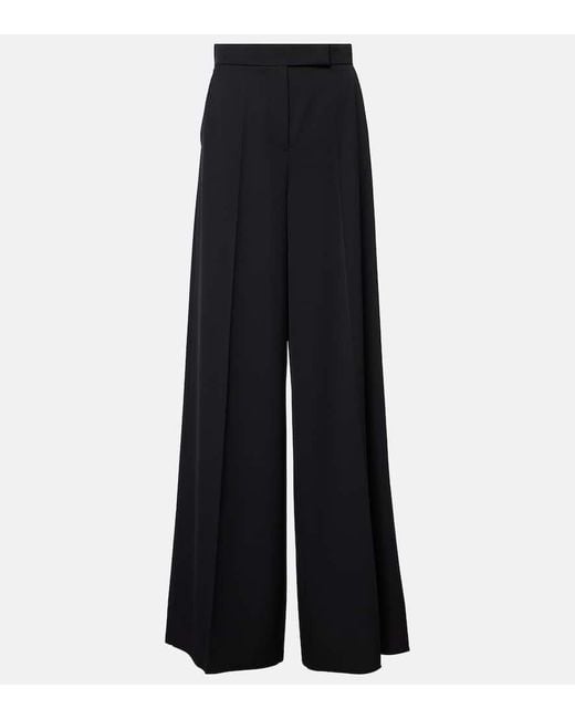 Max Mara Blue Ninfa Wool Wide-Leg Pants