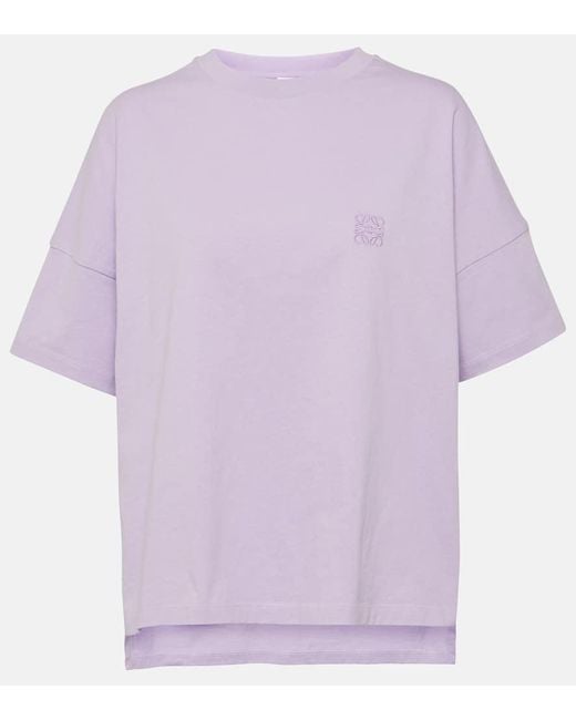 T-shirt Anagram in jersey di cotone di Loewe in Purple