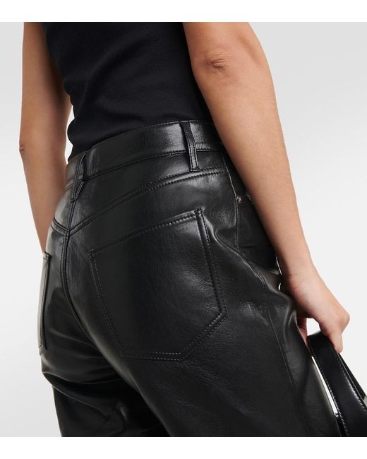FRAME Black Le Jane Leather-blend Pants