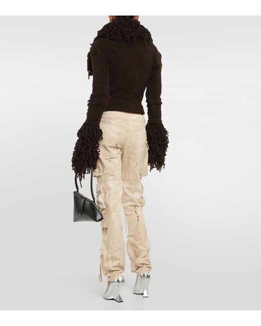 The Attico Natural Low-Rise Denim Cargo Pants