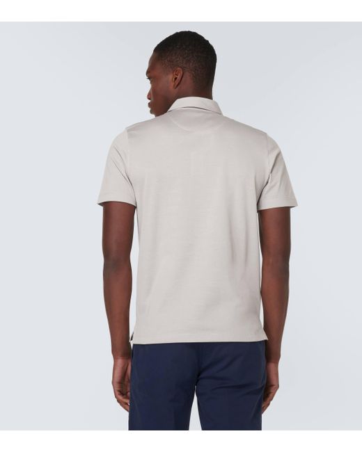 Canali White Cotton Polo Shirt for men