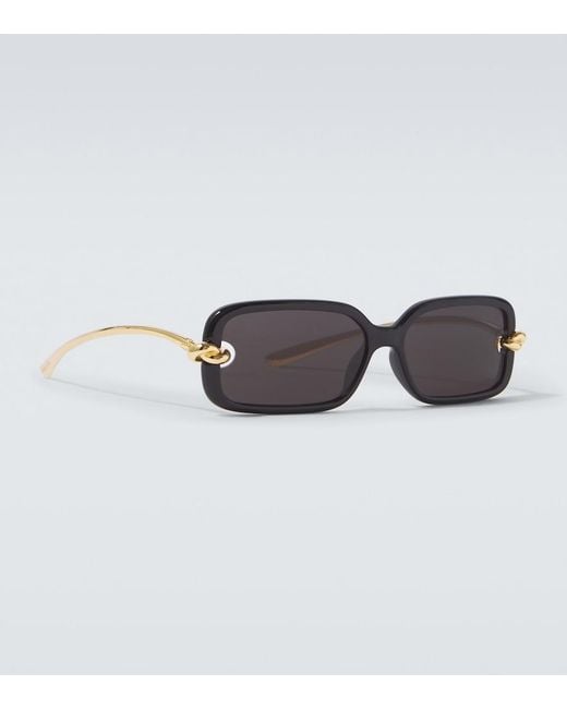 Bottega Veneta Brown Knot Rectangular Sunglasses for men