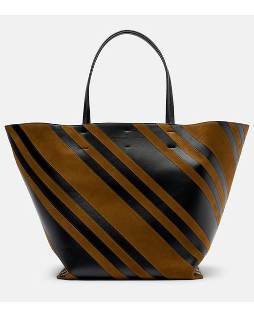 Phoebe Philo Black Basket Cabas Leather And Suede Tote Bag