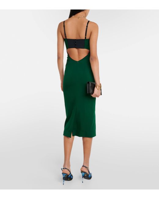 Dolce & Gabbana Green Charmeuse Corset Dress