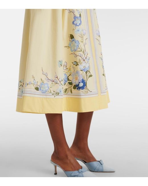 Self-Portrait White Floral Cotton Poplin Midi Dress