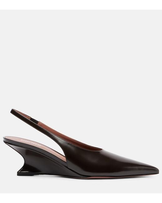 Paris Texas Brown Nina Leather Slingback Pumps