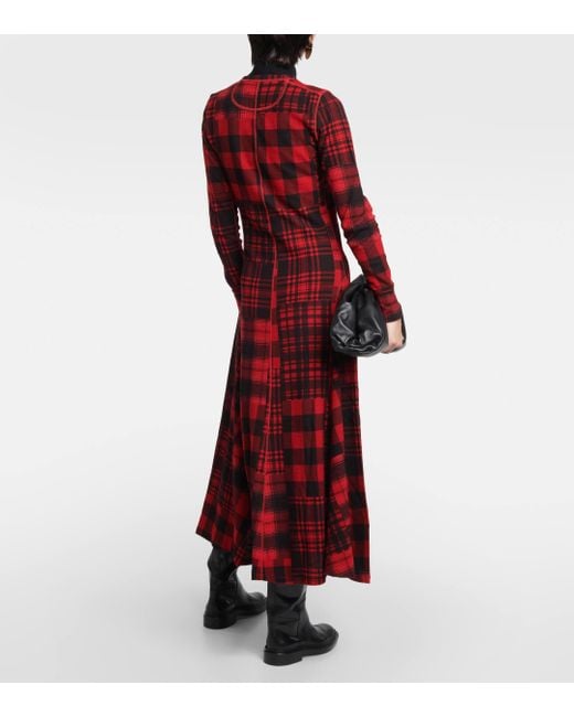 Robe longue en coton a carreaux Polo Ralph Lauren en coloris Red