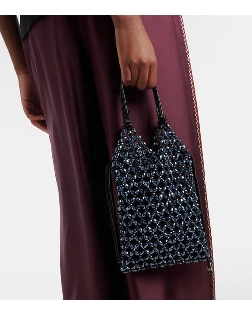 Staud Blue Karla Beaded Top-Handle Bag