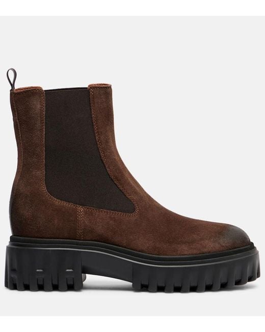 Hogan Brown H700 Suede Chelsea Boots