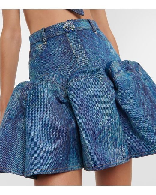Minifalda estampada adornada Area de color Blue