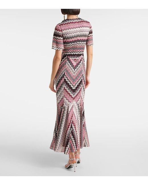Missoni Purple Zigzag Lame Midi Dress