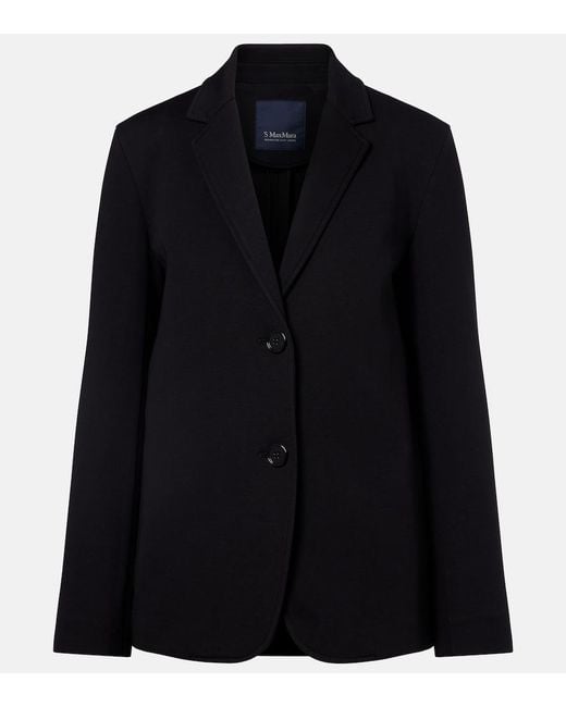 Max Mara Black Matollo Cotton-Blend Jersey Blazer