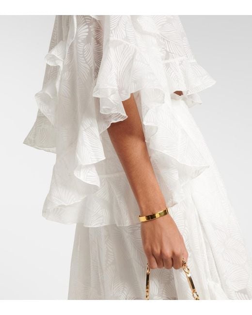 Zimmermann White Daylight Ruffled Cotton-Blend Blouse