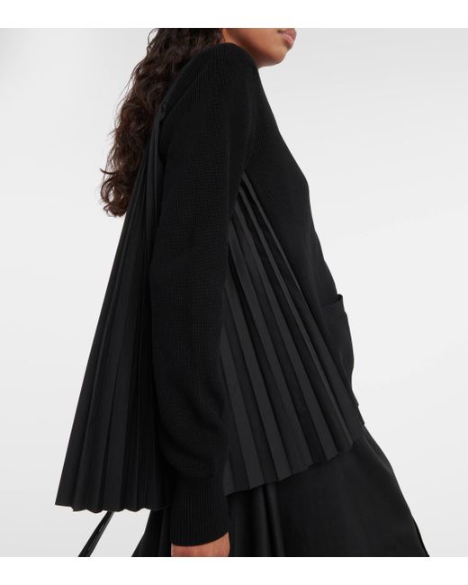 Cardigan en coton plisse Sacai en coloris Black