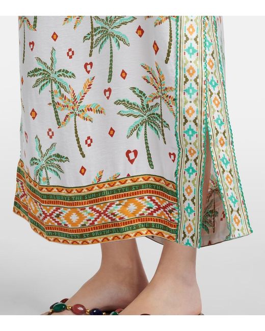 Poupette Metallic Isabelle Printed One-Shoulder Kaftan