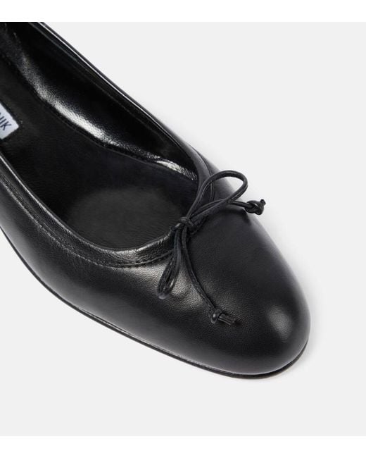 Manolo Blahnik Black Veralli Leather Ballet Flats