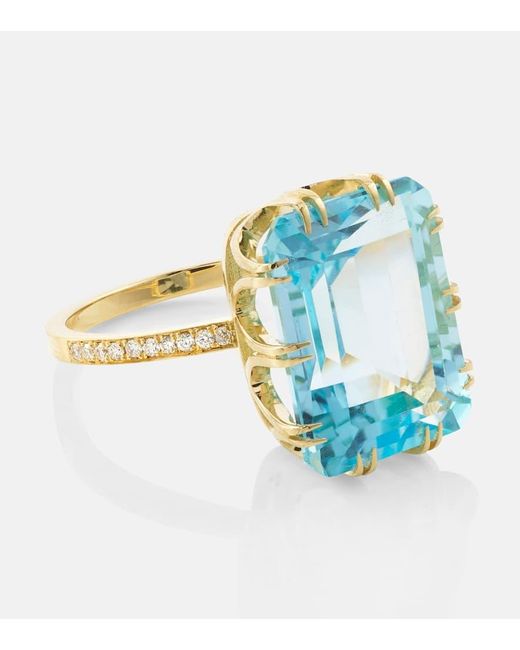 Anillo de oro de 18 ct con topacio y diamantes Ileana Makri de color Blue