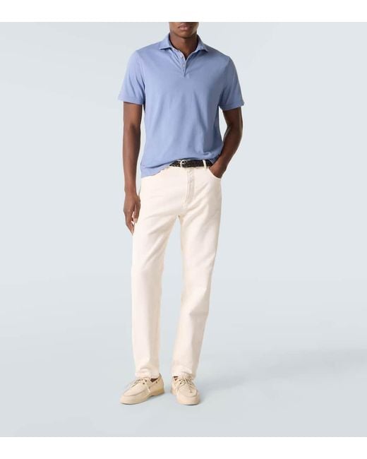 Fedeli Polohemd Zero Aus Baumwoll-Jersey in Blue für Herren