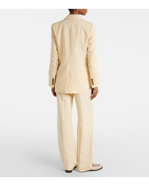 Blazé Milano Natural Fox Linen And Silk Straight Pants