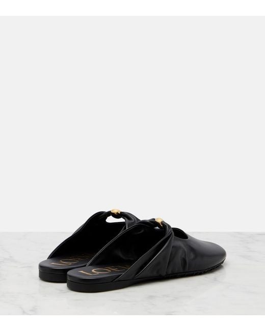 Loewe Black Pebble Soft Leather Mules