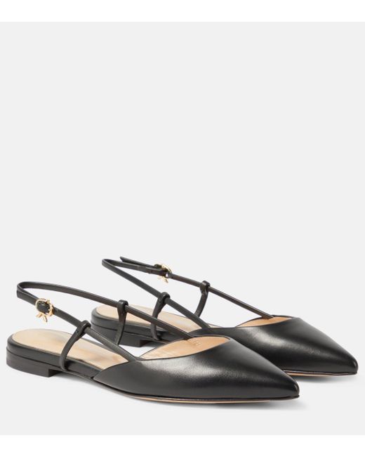 Gianvito Rossi Brown Ascent 05 Leather Slingback Flats