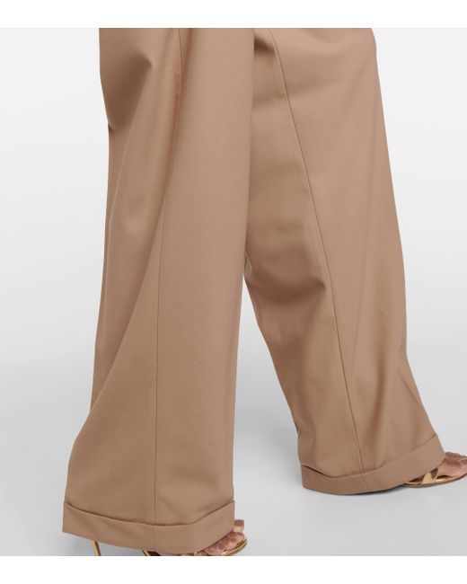Polo Ralph Lauren Natural High-rise Wool-blend Wide-leg Pants