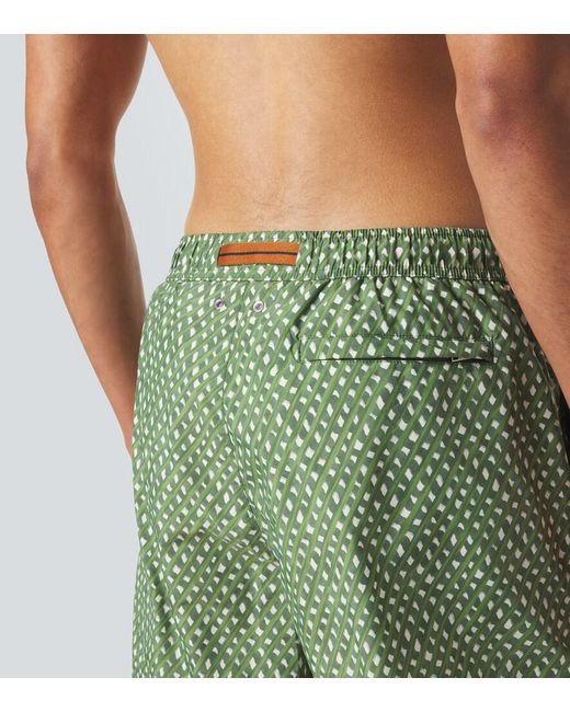 Zegna Green Printed Swim Trunks for men