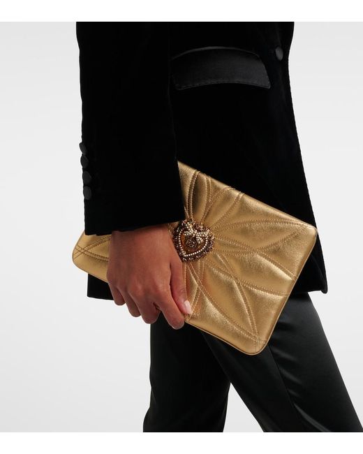 Dolce & Gabbana Natural Devotion Mini Metallic Leather Pouch