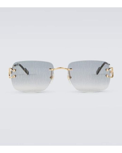 Cartier Eckige Sonnenbrille in Metallic für Herren