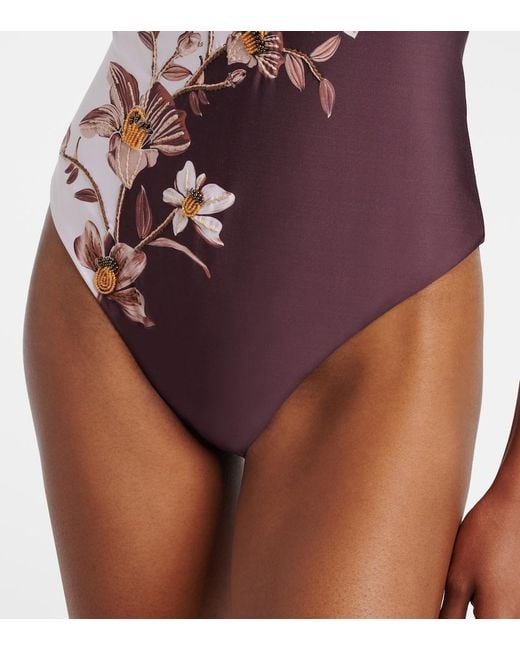 Agua Bendita White Durazno Embellished Floral Swimsuit