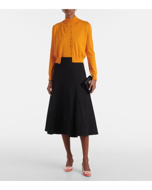 Carolina Herrera Yellow Knitted Silk And Cotton Turtleneck Top