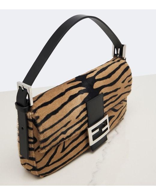 Fendi Metallic Baguette 26424 Calf Hair Shoulder Bag